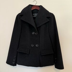 Winlit Women's Black Peacoat Overcoat Charcoal Grey Small
